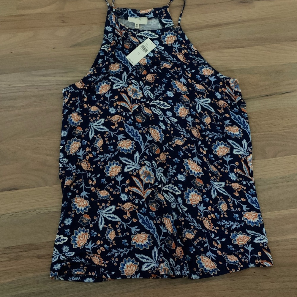 Blue and orange floral paisley anthropologie tank